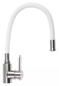 Смеситель для кухни Accoona A48104g, однорычажный, с гайкой, нерж.сталь, белый/сатин