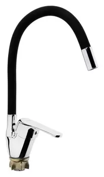 Смеситель для кухни Accoona A4844f, однорычажный, силиконовый излив, силумин, черный/хром