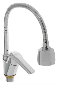 Смеситель для кухни Accoona A4868, однорычажный, гибкий излив, с гайкой, силумин, хром