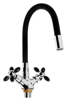 Смеситель для кухни Accoona A4882f-1, однорычажный, с гибким изливом, черный