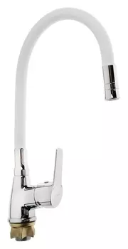 Смеситель для кухни Accoona A4890g-5, однорычажный, гибкий излив, белый/хром