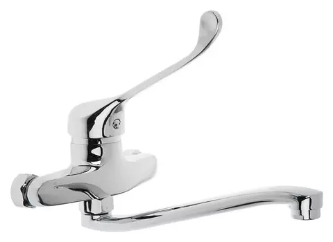 Смеситель для кухни Accoona A5941, с хирургической ручкой, настенный, силумин, хром