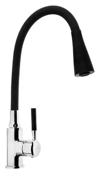 Смеситель для кухни Accoona A9890f-1, однорычажный, силиконовый излив, черный/хром