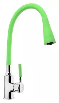 Смеситель для кухни Accoona A9890k-1, однорычажный, силиконовый излив, зеленый/хром
