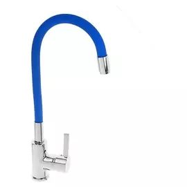 Смеситель для кухни Accoona A9890m, однорычажный, силиконовый излив, синий/хром