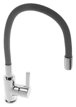 Смеситель для кухни Accoona A9890t, однорычажный, с силиконовым изливом, серый/хром