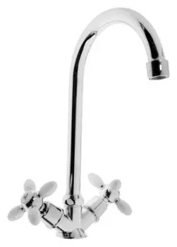 Смеситель для кухни Arco A4502, двухвентильный, хром / белый