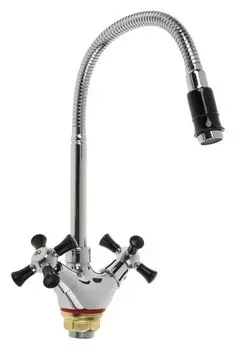 Смеситель для кухни RMS Sl92bl-279f, двухвентильный, высокий излив, хром/черный