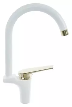 Смеситель для кухни Sl122w-017f, однорычажный, высокий излив, белый/золото