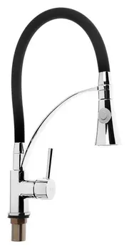 Смеситель для кухни Zein, гибкий излив, картридж керамика 40 мм, латунь, хром/черный 744405