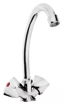 Смеситель для кухни Zein Z20380103, кран-букса 3/8" резина, без подводки, хром