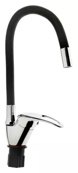 Смеситель для кухни Zein Z2073f, силиконовый излив, картридж 40 мм, латунь, черный/хром