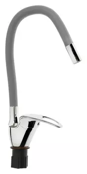 Смеситель для кухни Zein Z2075g, силиконовый излив, картридж 40 мм, латунь, серый/хром