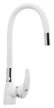 Смеситель для кухни Zein Z2229, гибкий силиконовый излив, картридж керамика 40 мм, белый