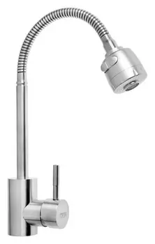 Смеситель для кухни Zein Z2390, гибкий излив, картридж керамика 40 мм, нержавеющая сталь, сатин 74