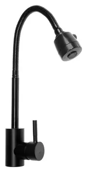 Смеситель для кухни Zein Z2391, гибкий излив, картридж 40 мм, нержавеющая сталь, черный