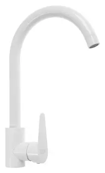Смеситель для кухни Zein Z2504, однорычажный, картридж 40 мм, нержавеющая сталь, белый