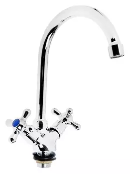 Смеситель для кухни Zein Z3101, двухвентильный, высокий излив, хром