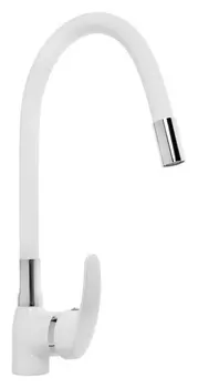 Смеситель для кухни Zein Z5973, гибкий силиконовый излив, картридж 40 мм, латунь, белый