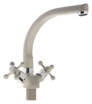 Смеситель для кухни Zein Zc2022, кран-букса латунь 1/2", двухвентильный, бежевый