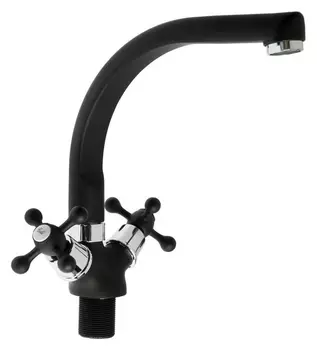 Смеситель для кухни Zein Zc2023, кран-букса латунь 1/2", двухвентильный, черный