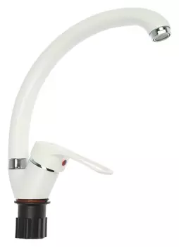 Смеситель для кухни Zein Zc2035, излив "Утка", картридж керамика 40 мм, белый/хром