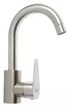 Смеситель для раковины Zein Z2392, картридж 40 мм, короткий излив, нержав сталь, сатин 74468