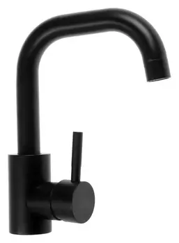 Смеситель для раковины Zein Z2508, короткий излив, картридж 40 мм, нержав сталь, черный