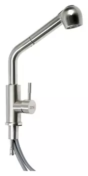 Смеситель для раковины Zein Z89, с выдвиж изливом, картридж 35 мм, нержав сталь, сатин