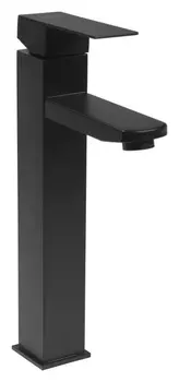 Смеситель для раковины Zein Zf2, высокий, квадратный, картридж 35 мм, нерж сталь, черный