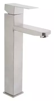 Смеситель для раковины Zein Zs-4, высокий, квадратный, картридж 35 мм, нерж сталь, сатин