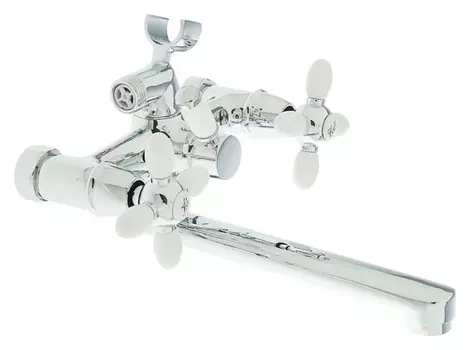 Смеситель для ванны Accoona A6482g, двухрычажный, белый/хром