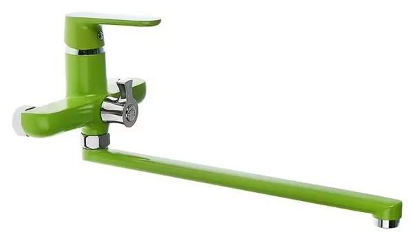 Смеситель для ванны Accoona A7166k, однорычажный, дивертор в корпусе, 35 см, зеленый