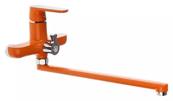 Смеситель для ванны Accoona A7166p, однорычажный, дивертор в корпусе, 30 см, оранжевый