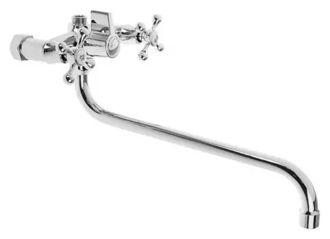 Смеситель для ванны RMS Sl71-140, двухвентильный, длинный излив, душевая лейка и шланг, хром