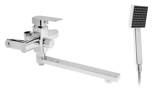 Смеситель для ванны Zein Z2078cr, на штангу, душевой набор, картридж 35 мм, латунь, хром
