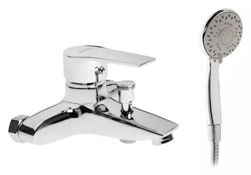 Смеситель для ванны Zein Z2080cr, картридж 40 мм, с душевым набором, латунь, хром