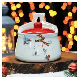 Солонка доляна «Снеговик со зверятами», 600 мл, 14х10х14 см