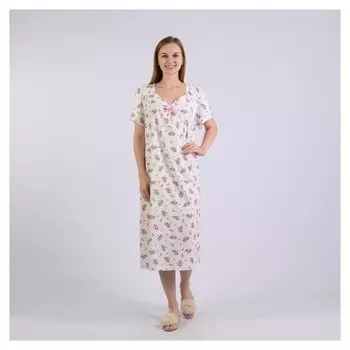 Сорочка женская шампань/цветы, размер 56