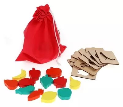 Сортер «Овощи-фрукты» 12 рамок, 12 фигурок, мешочек, 22.5 × 13.5 × 4 см