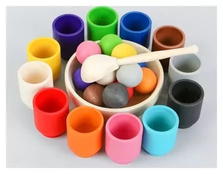 Сортер «Шарики и ступки», маленькие, размер ступки: 3,5 × 3,5 × 5 см