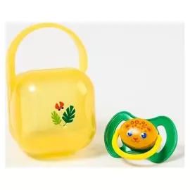 Соска-пустышка ортодонтическая силиконовая в контейнере «Леопард»