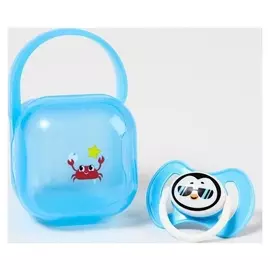 Соска-пустышка ортодонтическая силиконовая в контейнере «Пингвин»