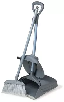 Совок для мусора ЛАЙМА PROFESSIONAL закрывающийся, + щетка, на рукоятках 94 см (набор универсальный: помещение / улица)