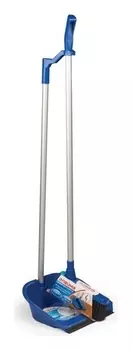 Совок для мусора ЛАЙМА со щеткой-сметкой, алюминиевая ручка 70 см, пластик, резиновая кромка, для дома и офиса