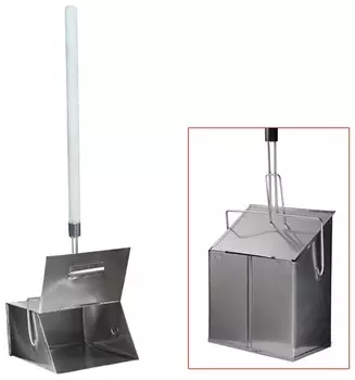 Совок для мусора металлический, с крышкой-ловушкой, 24х29 см, с деревянной ручкой 75 см