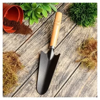 Совок посадочный, длина 30 см, ширина 7 см, резная ручка