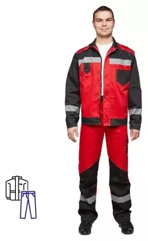 Спец.одежда летняя костюм мужской л21-кбр красн/черн. (Р.52-54) 182-188
