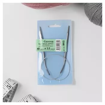 Спицы для вязания, круговые, с металлическим тросом, D = 3,5 мм, 40 см