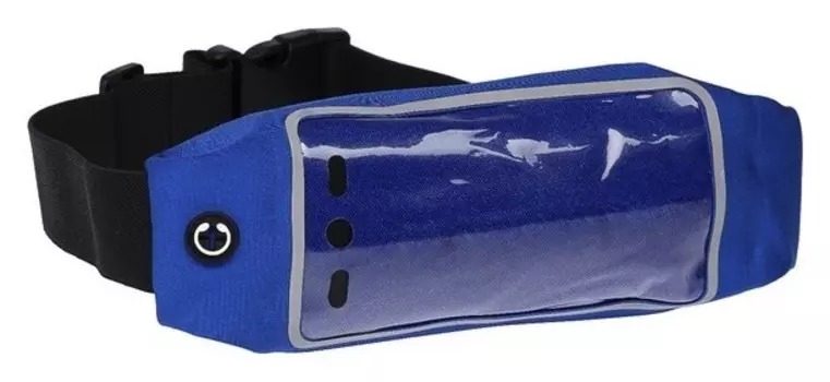 Спортивная сумка чехол на пояс Luazon, управление телефоном, отсек на молнии, синяя